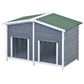 47" Wooden Dog House with Porch, Gray & Green