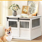 Large Dog Crate with Barn Door and Metal Bars