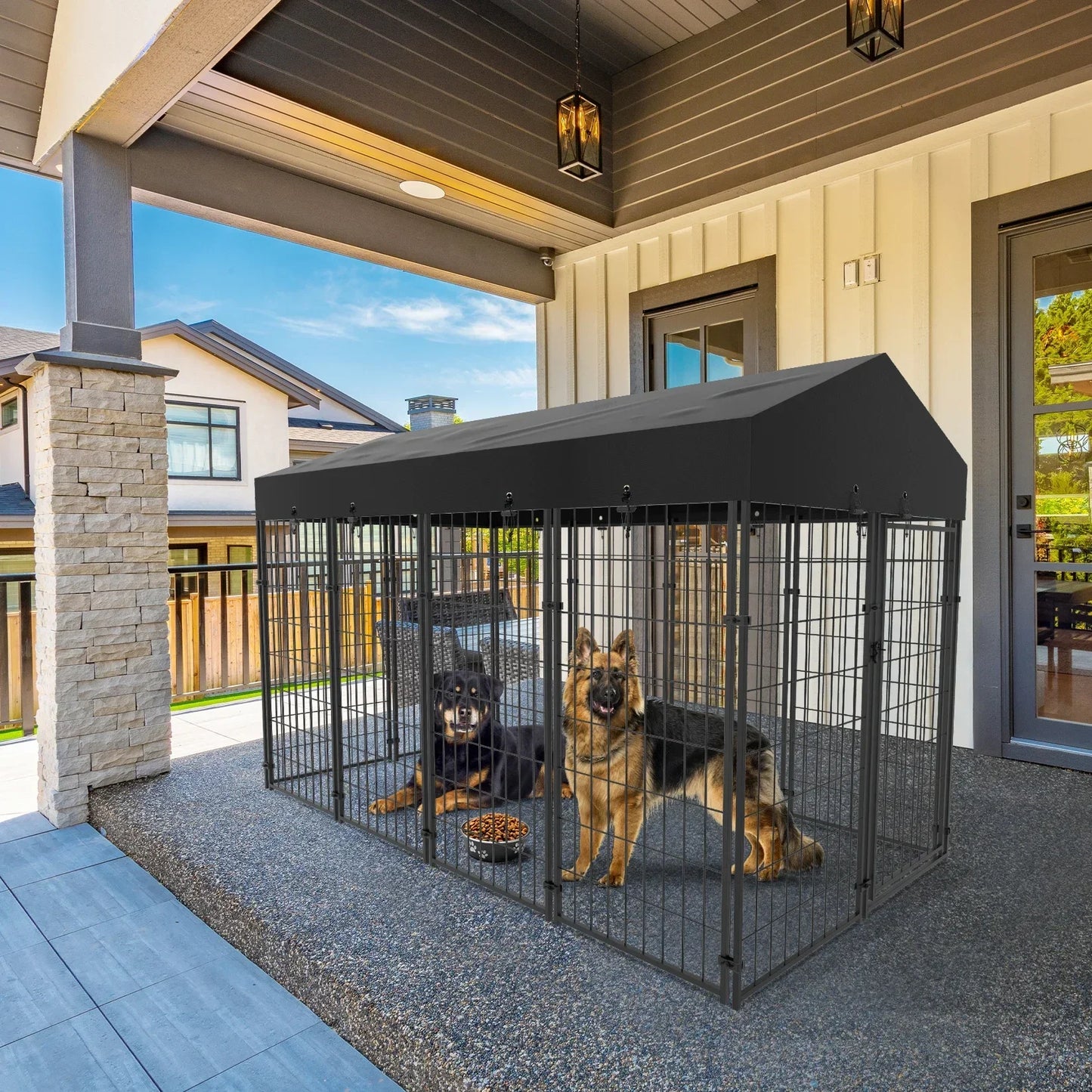 Large Outdoor Dog Kennel with Waterproof Cover