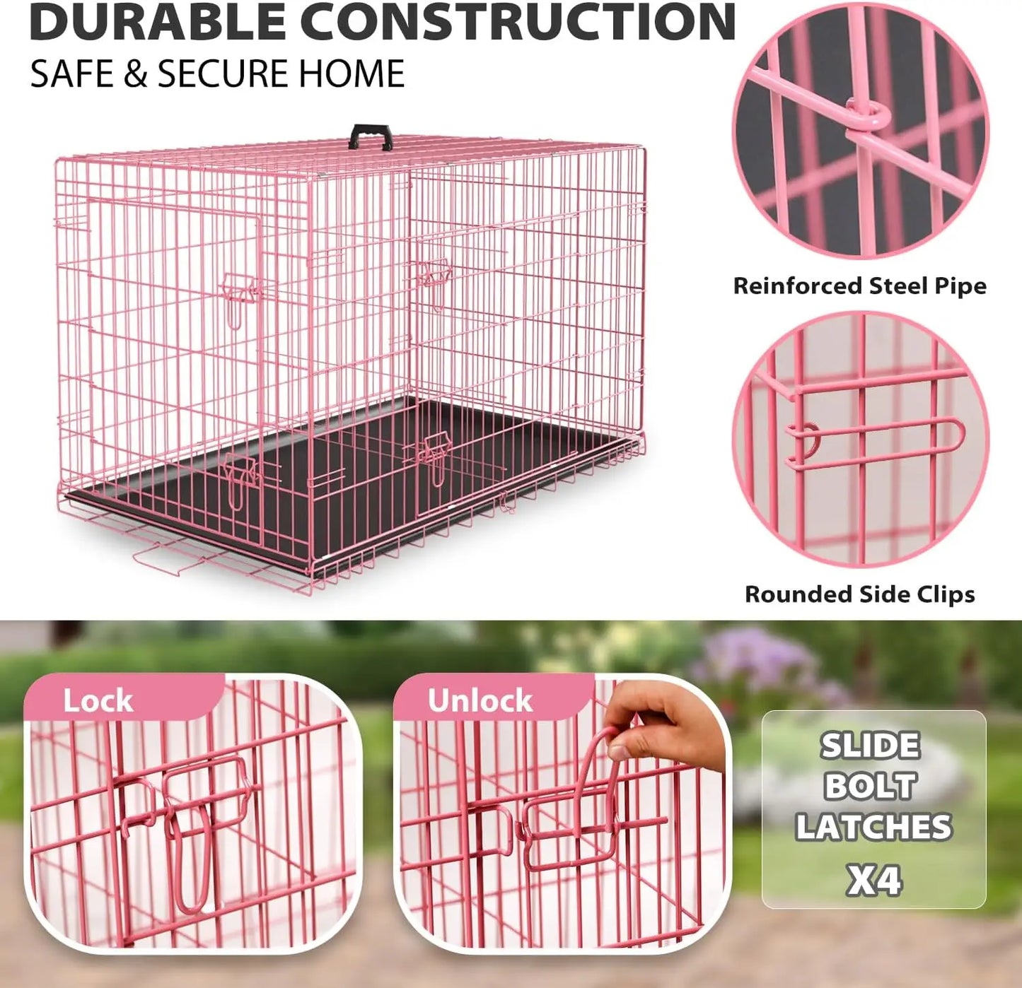 BestPet 36'' Folding Dog Crate for Small & Medium Dogs