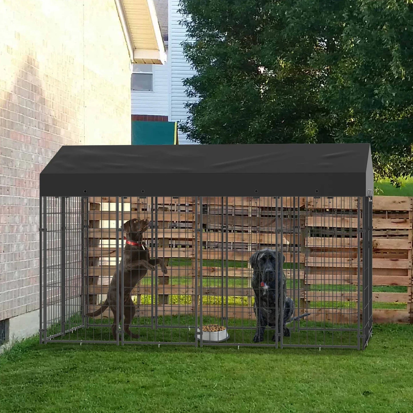 Large Outdoor Dog Kennel with Waterproof Cover