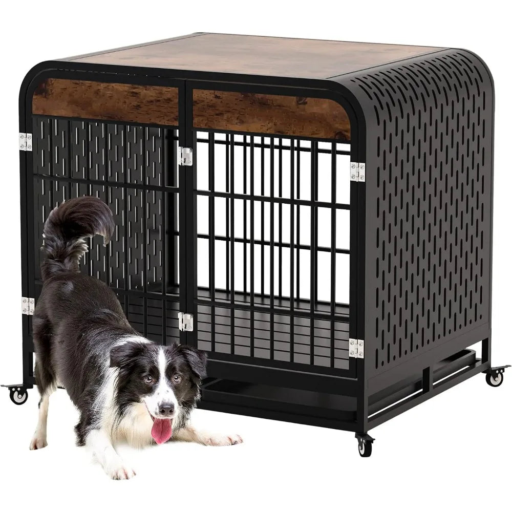 Heavy Duty Wooden Dog Crate with Tabletop for Small to Large Dogs