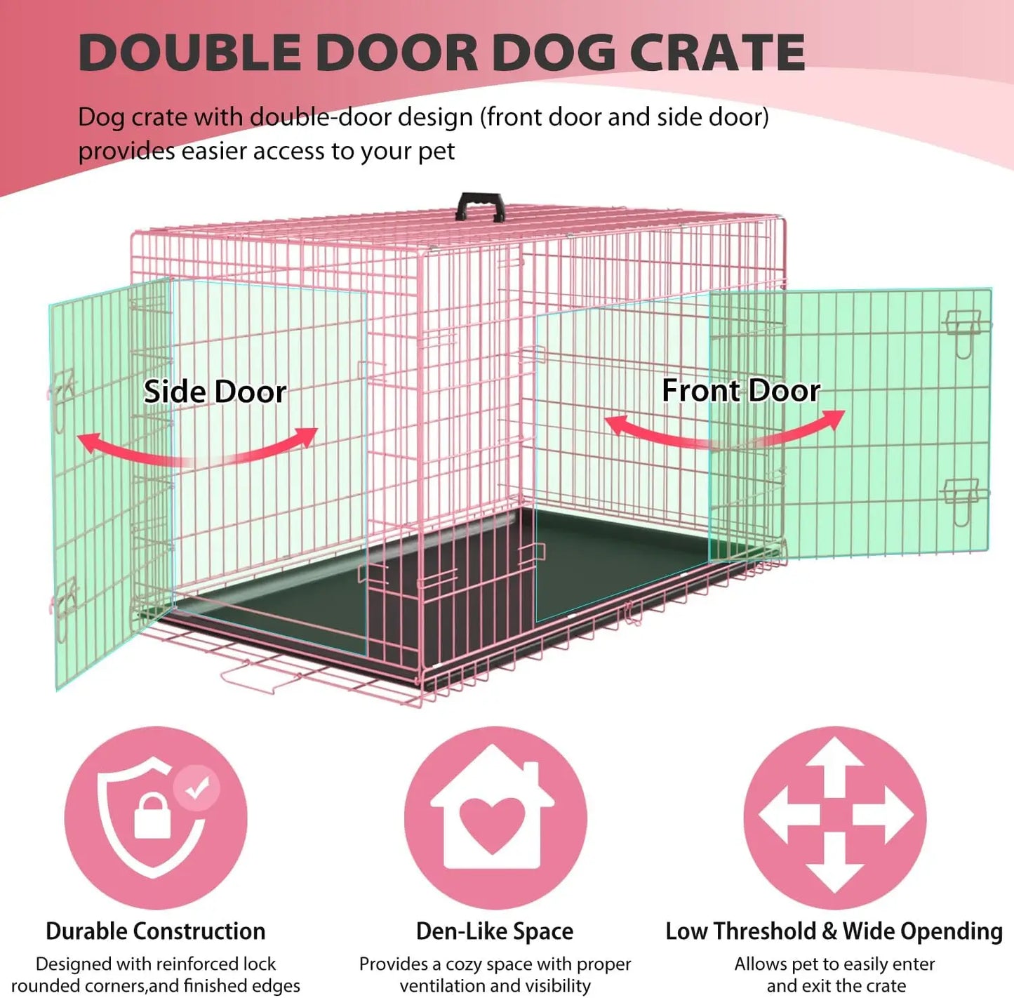 BestPet 36'' Folding Dog Crate for Small & Medium Dogs