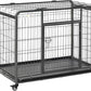 Heavy-Duty Folding Metal Dog Crate with Tray & Wheels, 43"