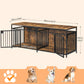 Stackable 2-Door Large Dog Kennel Wooden Crate End Table