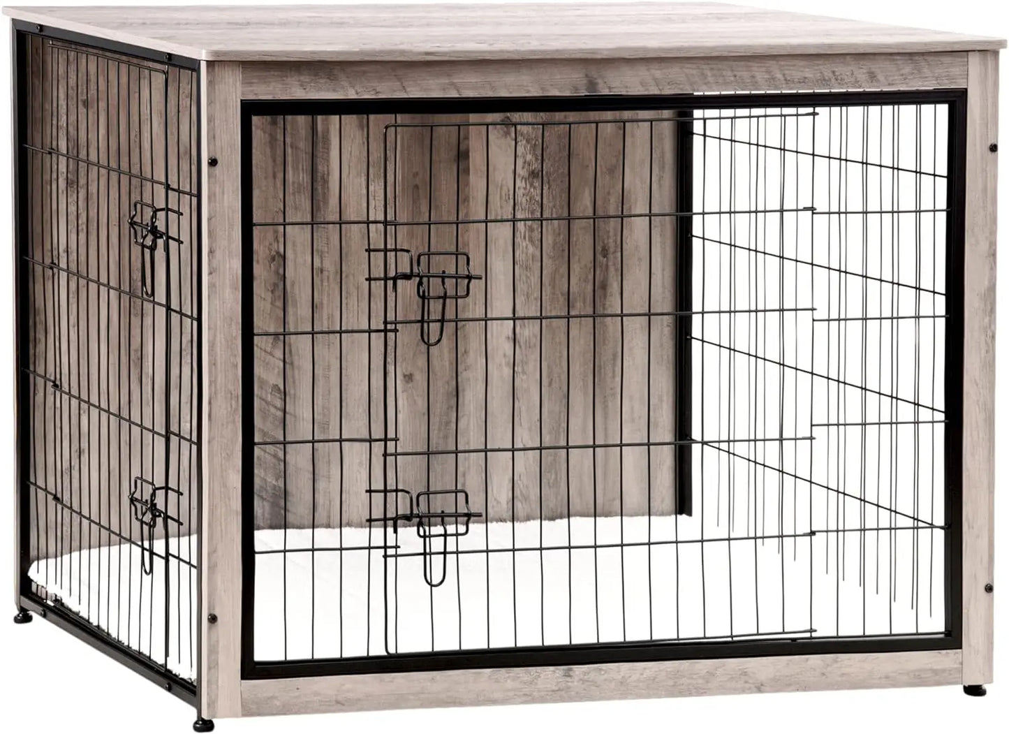 Extra Large Wooden Dog Crate Furniture with Cushion & Double Doors