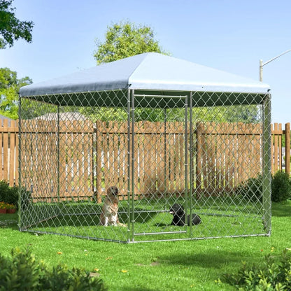 Large Outdoor Dog Kennel 13.3x13.3 FT with Roof & Lock