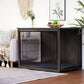 Extra Large Wooden Dog Crate Furniture with Cushion & Double Doors