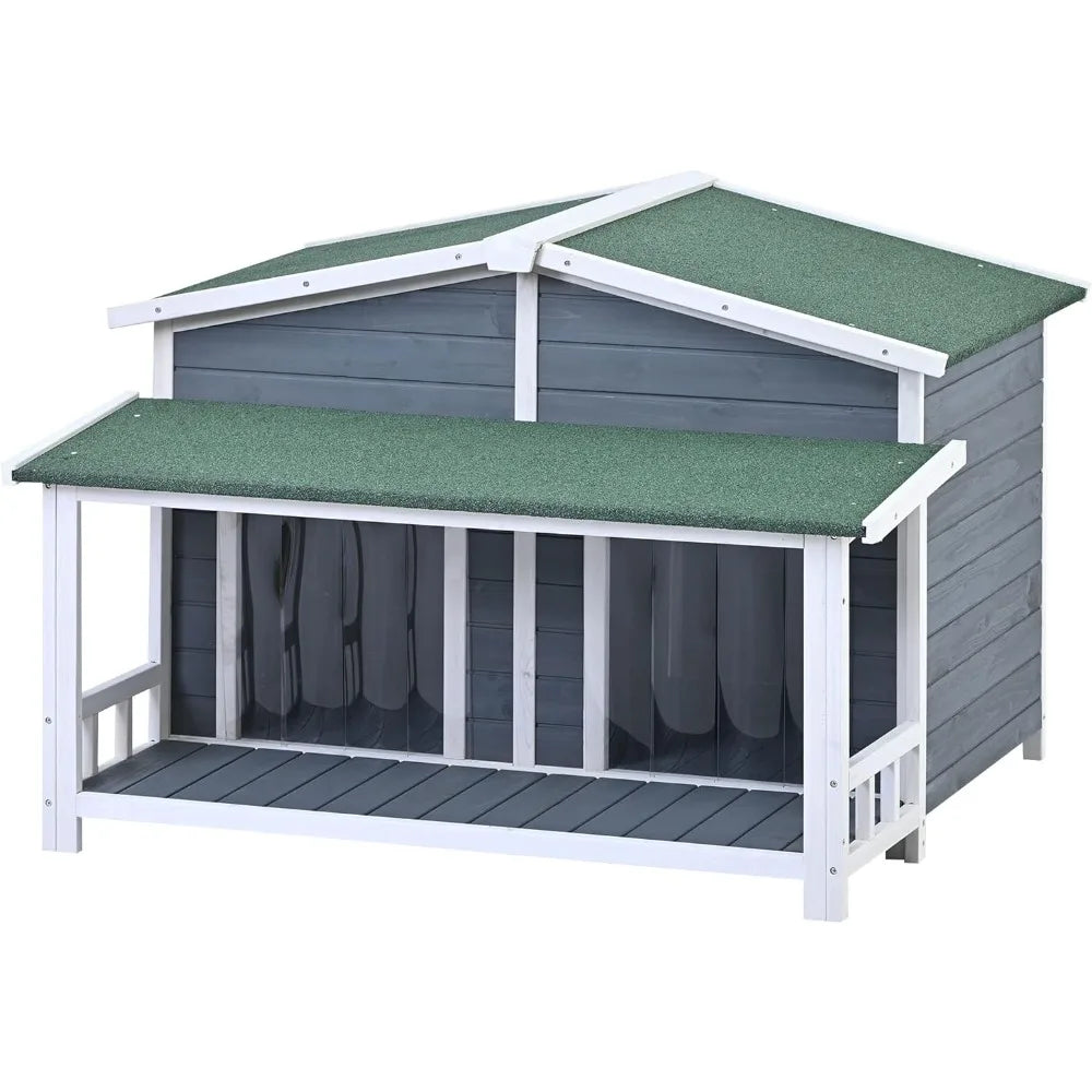 Large Wooden Dog House with Porch