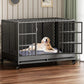 42/38 Inch Heavy-Duty Folding Dog Crate with Wheels for Large & Medium Dogs