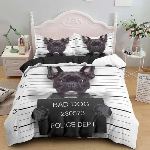 Fashion 3D Dog Bedding Set Digital Print Duvet Cover Pillowcase Bed  SingleTwinDoubleFull Queen King Size