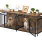 Stackable 2-Door Large Dog Kennel Wooden Crate End Table