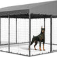 Large Outdoor Dog Kennel, 118" x 118" x 70" - Rustproof Metal Enclosure with UV & Waterproof Roof