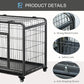 Heavy-Duty Folding Metal Dog Crate with Tray & Wheels, 43"