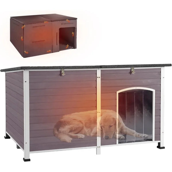 Large 59.1 Insulated Outdoor Dog House with Metal Frame