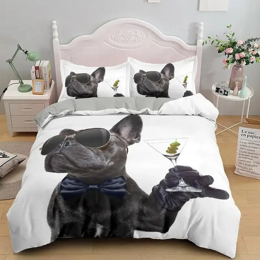 Fashion 3D Dog Bedding Set Digital Print Duvet Cover Pillowcase Bed  SingleTwinDoubleFull Queen King Size